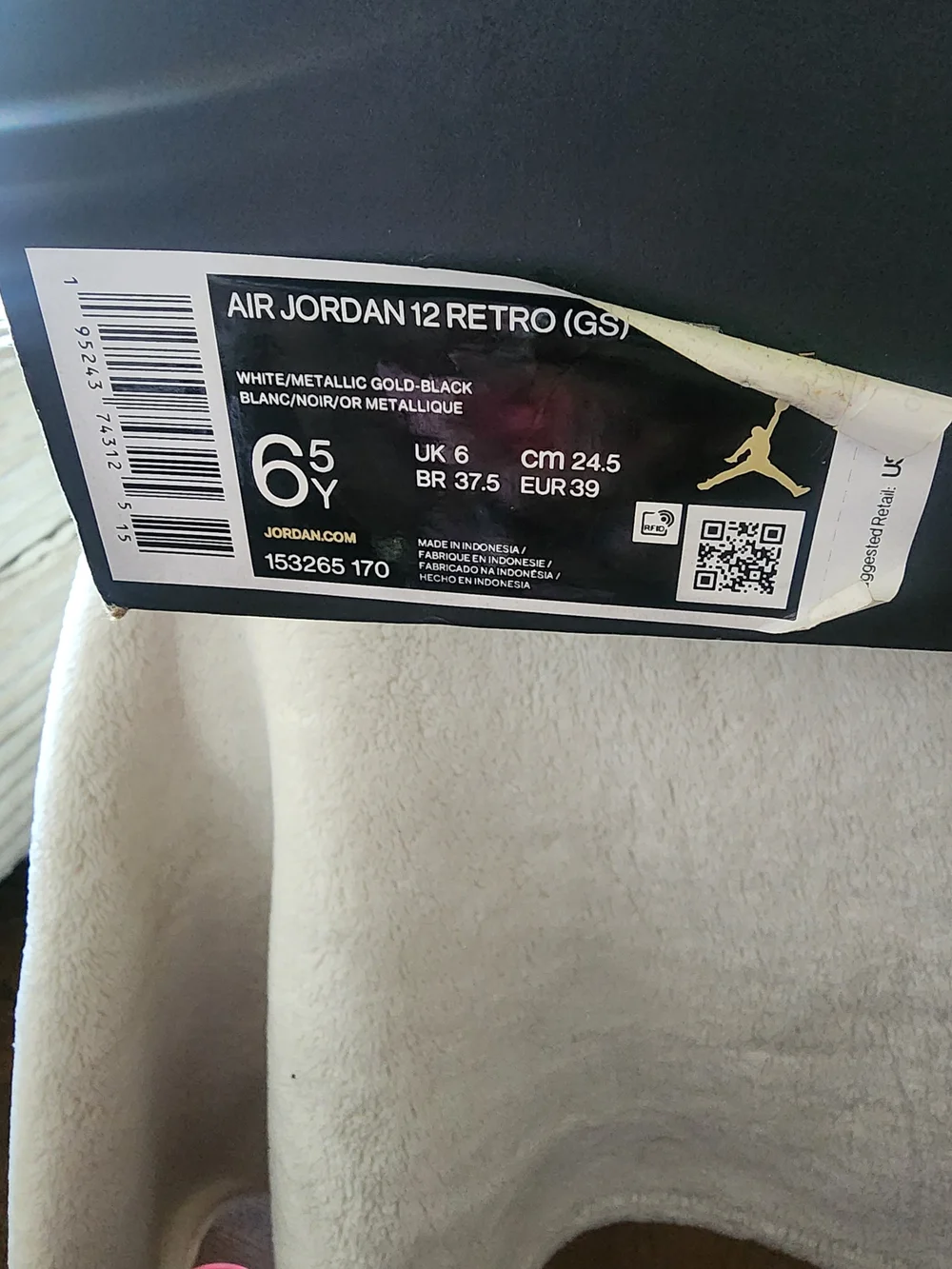 Jordan Kids' White and Black Sneakers with Gold Accents
